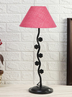 Ambika Home Scandinavian pink Iron Table Lamp with Designer Shade for Living Room | Premium Home Decor Bedside Lamp