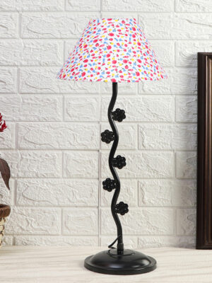 Ambika Home Classic Multi Iron Table Lamp with Designer Shade for Bedroom | Premium Home Decor Bedside Lamp