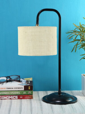Ambika Home Industrial White Iron Table Lamp with Designer Shade for Restaurant | Premium Home Decor Bedside Lamp