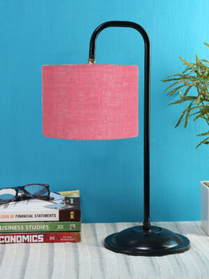 Ambika Home Classic Pink Iron Table Lamp with Designer Shade for Bedroom | Premium Home Decor Bedside Lamp