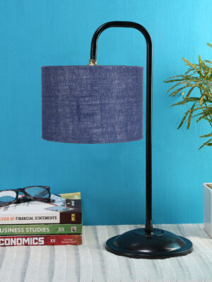 Ambika Home Modern Blue Iron Table Lamp with Designer Shade for Study | Premium Home Decor Bedside Lamp