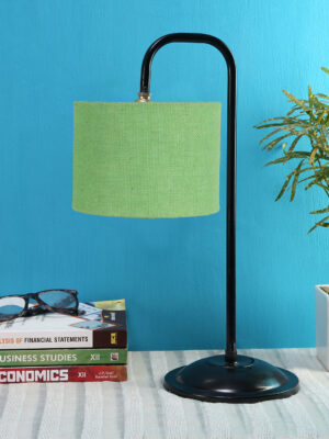 Ambika Home Luxury Green Iron Table Lamp with Designer Shade for Bedroom | Premium Home Decor Bedside Lamp