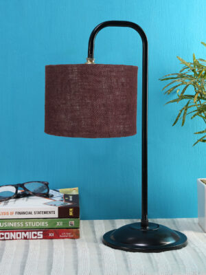 Ambika Home Industrial Brown Iron Table Lamp with Designer Shade for Living Room | Premium Home Decor Bedside Lamp