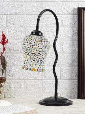 Ambika Home Classic Multi Iron Table Lamp with Designer Shade for Cafe | Premium Home Decor Bedside Lamp