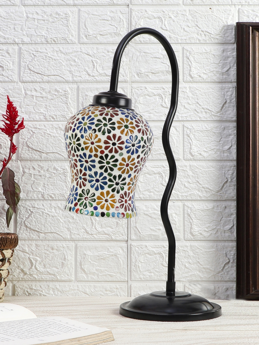 Ambika Home Modern Multi Iron Table Lamp with Designer Shade for Bedroom | Premium Home Decor Bedside Lamp