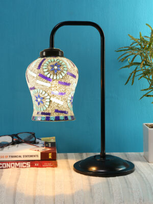 Ambika Home Minimalist Multi Iron Table Lamp with Designer Shade for Living Room | Premium Home Decor Bedside Lamp