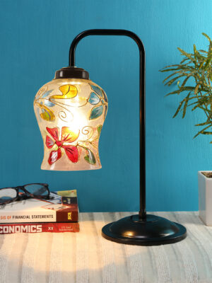 Ambika Home Elegant Multi Iron Table Lamp with Designer Shade for Restaurant | Premium Home Decor Bedside Lamp