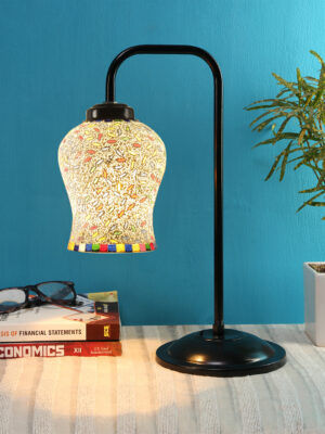 Ambika Home Contemporary Multi Iron Table Lamp with Designer Shade for Study | Premium Home Decor Bedside Lamp