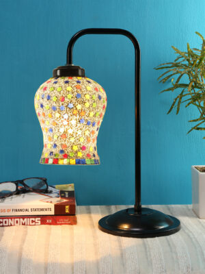 Ambika Home Minimalist Multi Iron Table Lamp with Designer Shade for Hotel | Premium Home Decor Bedside Lamp