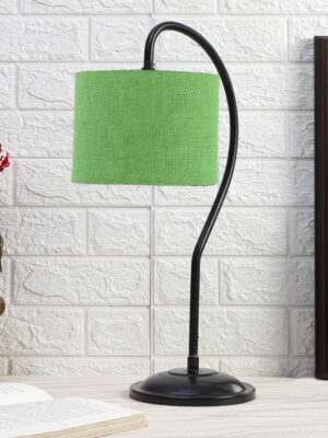 Ambika Home Luxury Green Iron Table Lamp with Designer Shade for Cafe | Premium Home Decor Bedside Lamp