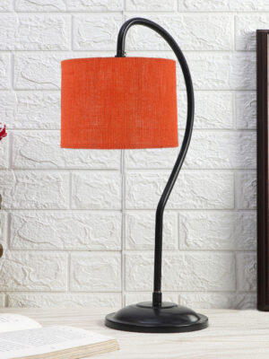 Ambika Home Elegant Orange Iron Table Lamp with Designer Shade for Living Room | Premium Home Decor Bedside Lamp