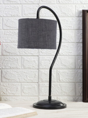 Ambika Home Modern Grey Iron Table Lamp with Designer Shade for Study | Premium Home Decor Bedside Lamp