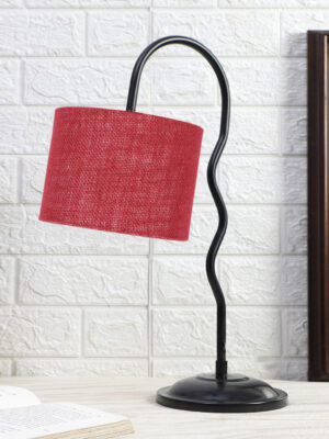 Ambika Home Industrial Maroon Iron Table Lamp with Designer Shade for Hotel | Premium Home Decor Bedside Lamp