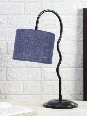 Ambika Home Classic Blue Iron Table Lamp with Designer Shade for Cafe | Premium Home Decor Bedside Lamp
