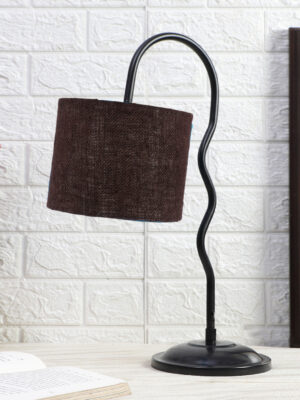 Ambika Home Minimalist Brown Iron Table Lamp with Designer Shade for Hotel | Premium Home Decor Bedside Lamp