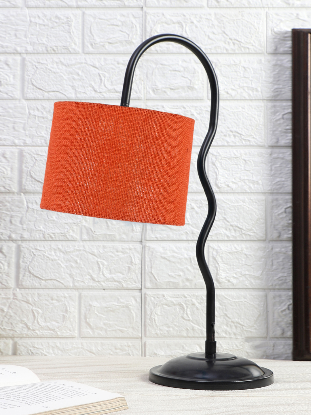 Ambika Home Industrial Orange Iron Table Lamp with Designer Shade for Restaurant | Premium Home Decor Bedside Lamp