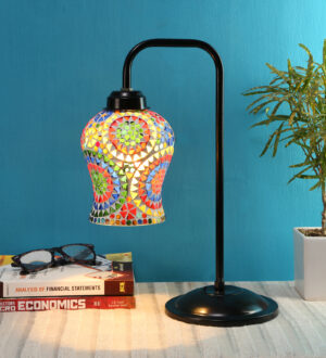 Ambika Home Elegant Multi Iron Table Lamp with Designer Shade for Hotel | Premium Home Decor Bedside Lamp