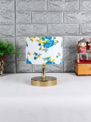 Ambika Home  Multicolor cotton  Table Lamp with Gold Metal Base | Designer Bedside Lamp for Living Room, Bedroom, Hotel, Café & Restaurant
