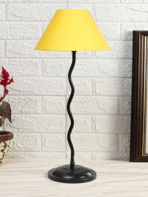 Ambika Home Elegant Yellow Iron Table Lamp with Designer Shade for Living Room | Premium Home Decor Bedside Lamp