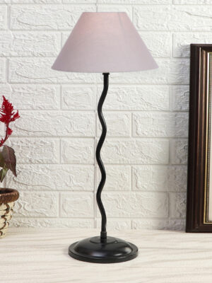 Ambika Home Modern Grey Iron Table Lamp with Designer Shade for Study | Premium Home Decor Bedside Lamp
