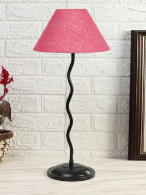 Ambika Home Minimalist Pink Iron Table Lamp with Designer Shade for Restaurant | Premium Home Decor Bedside Lamp