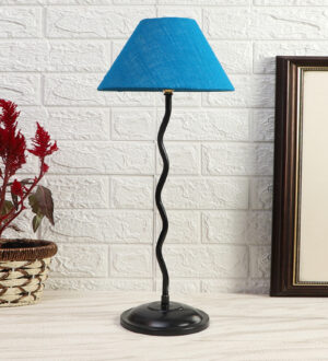 Ambika Home Industrial blue Iron Table Lamp with Designer Shade for Hotel | Premium Home Decor Bedside Lamp