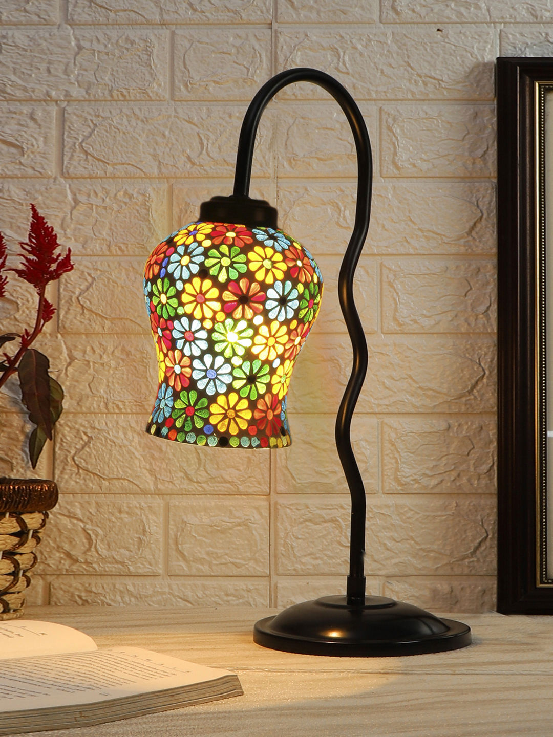 Ambika Home Modern Multi Iron Table Lamp with Designer Shade for Bedroom | Premium Home Decor Bedside Lamp - Image 2