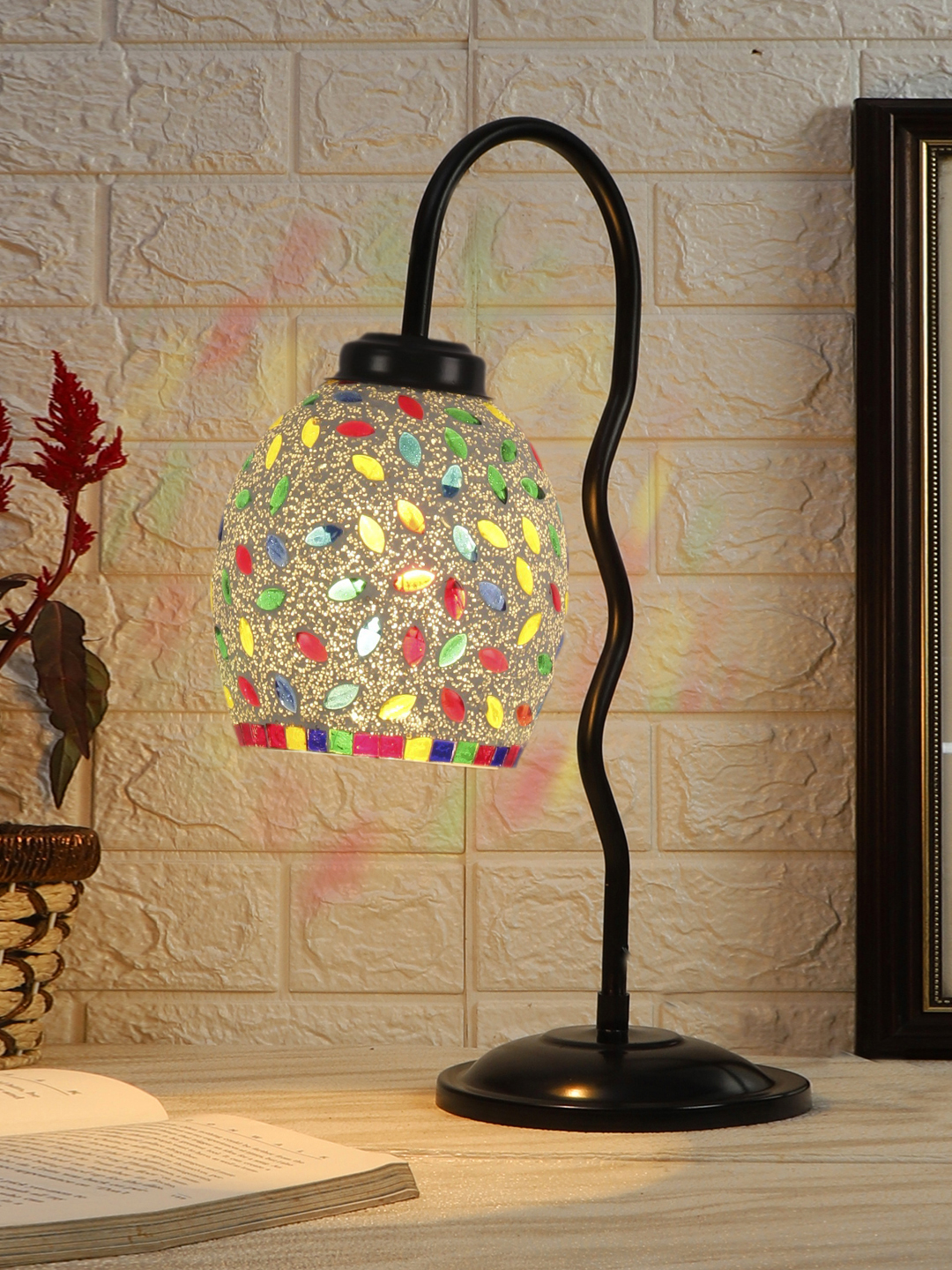 Ambika Home Contemporary Multi Iron Table Lamp with Designer Shade for Study | Premium Home Decor Bedside Lamp - Image 2