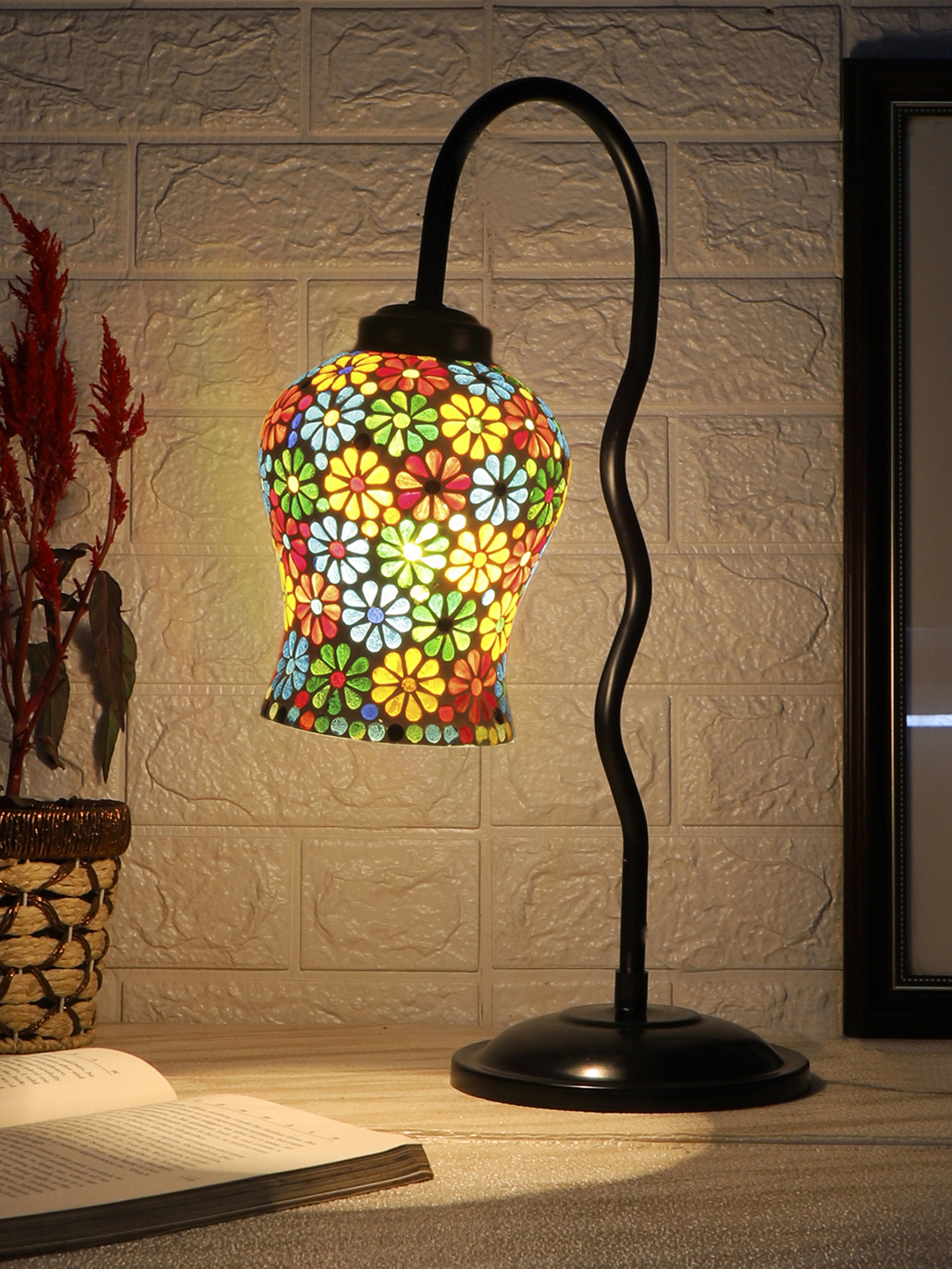 Ambika Home Modern Multi Iron Table Lamp with Designer Shade for Bedroom | Premium Home Decor Bedside Lamp - Image 3