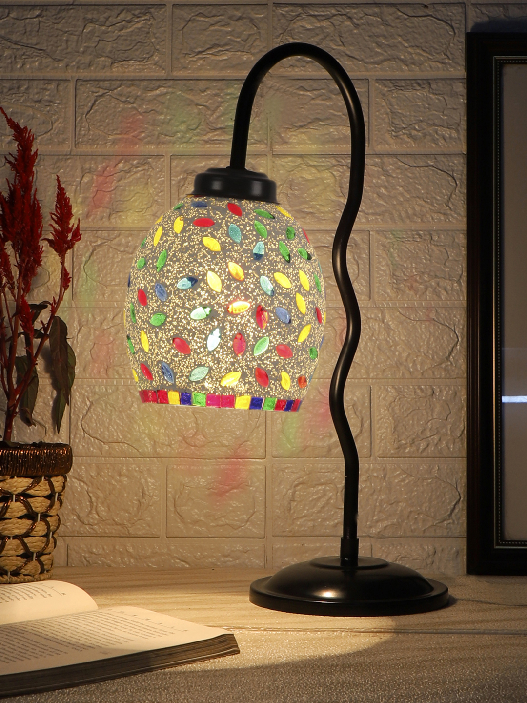 Ambika Home Contemporary Multi Iron Table Lamp with Designer Shade for Study | Premium Home Decor Bedside Lamp - Image 3