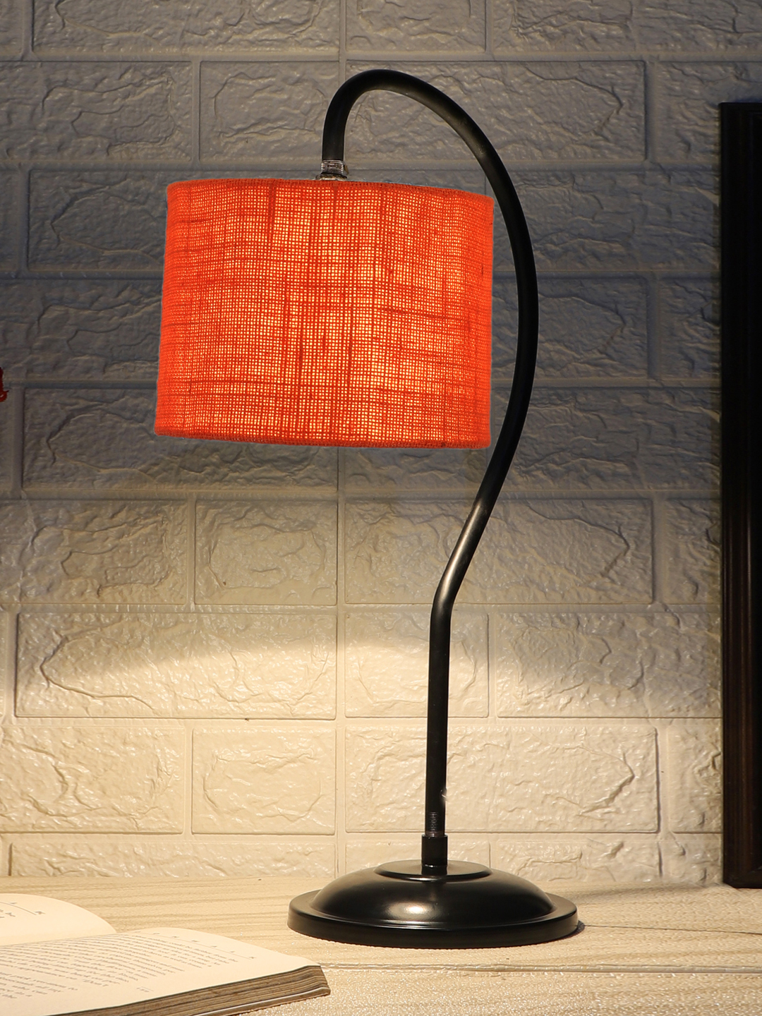 Ambika Home Elegant Orange Iron Table Lamp with Designer Shade for Living Room | Premium Home Decor Bedside Lamp - Image 3