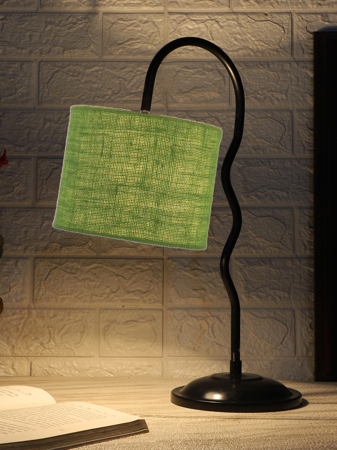 Ambika Home Contemporary Green Iron Table Lamp with Designer Shade for Study | Premium Home Decor Bedside Lamp - Image 3