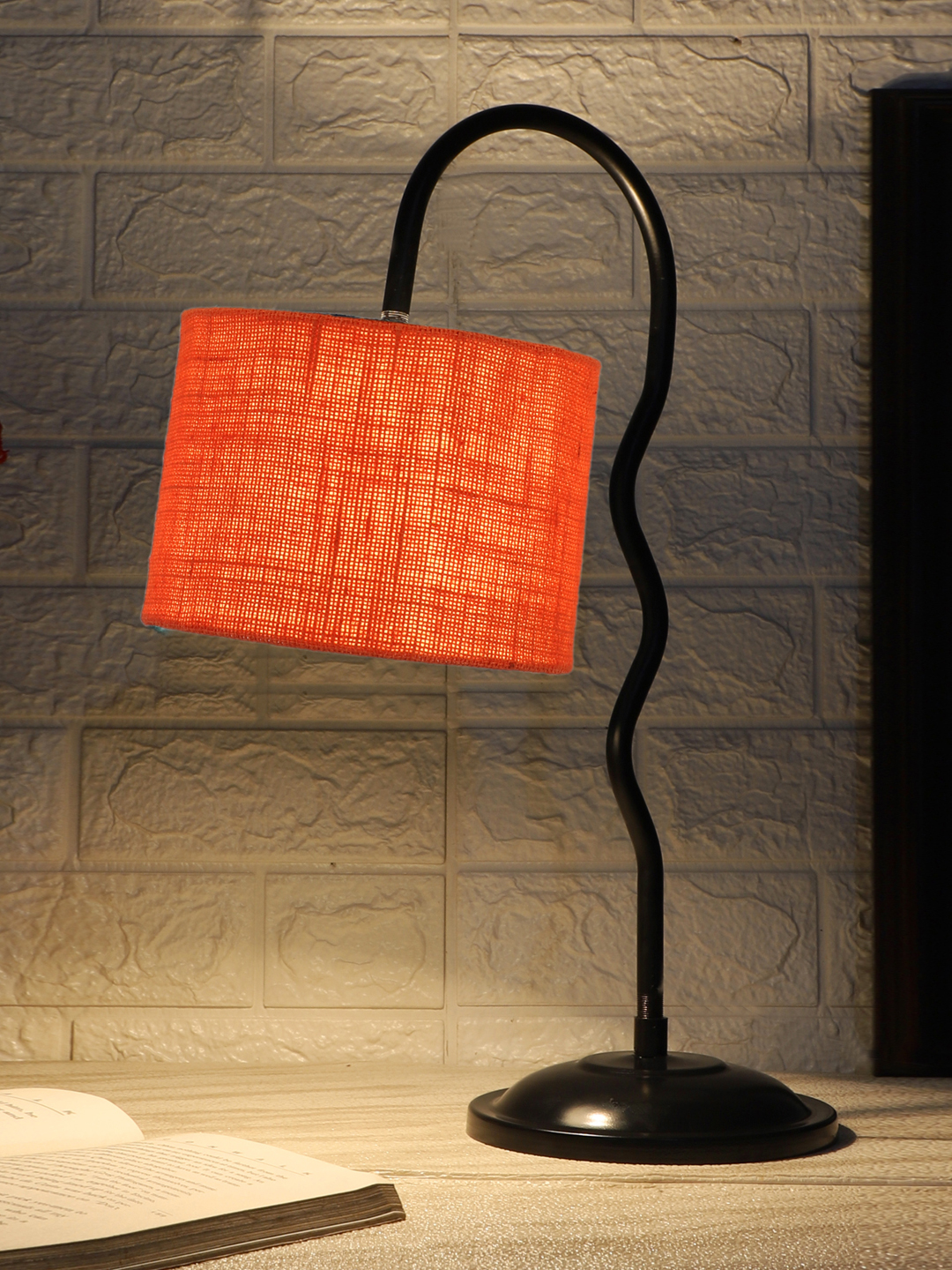 Ambika Home Industrial Orange Iron Table Lamp with Designer Shade for Restaurant | Premium Home Decor Bedside Lamp - Image 3
