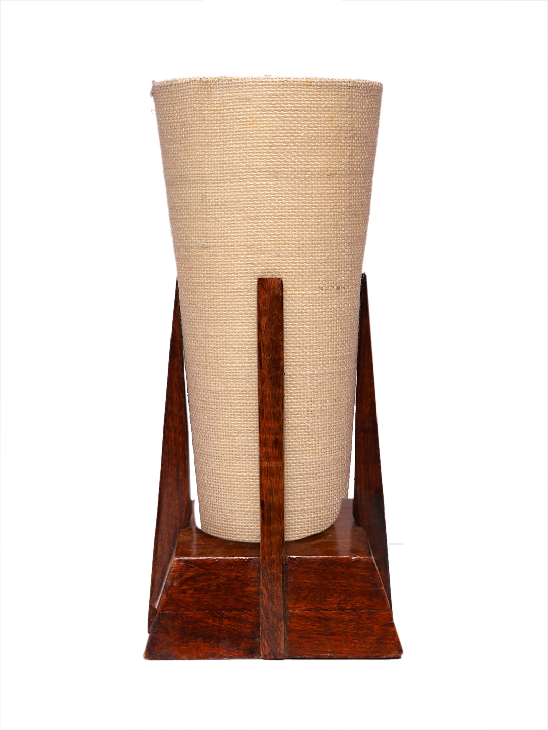 Ambika Home White Cotton Conical Wooden Table Lamp | Modern Bedside Lamp for Bedroom, Living Room, Hotel, Café & Home Décor - Image 3