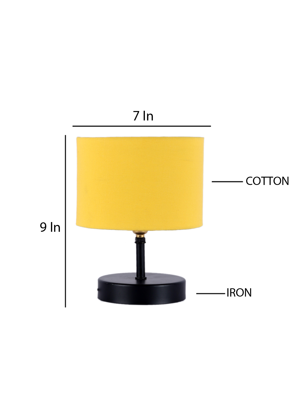 Ambika Home Yellow cotton Table Lamp with Black Wood Base | Designer Bedside Lamp for Living Room, Bedroom, Hotel, Café & Restaurant - Image 4