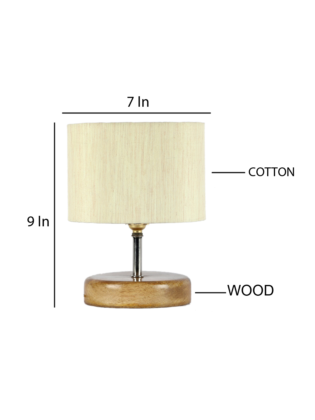 Ambika Home Off-white cotton Table Lamp with Natural Wood Base | Designer Bedside Lamp for Living Room, Bedroom, Hotel, Café & Restaurant - Image 4