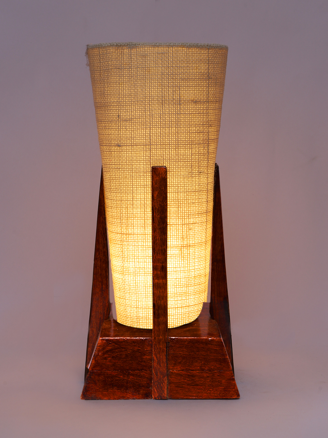 Ambika Home White Cotton Conical Wooden Table Lamp | Modern Bedside Lamp for Bedroom, Living Room, Hotel, Café & Home Décor - Image 4