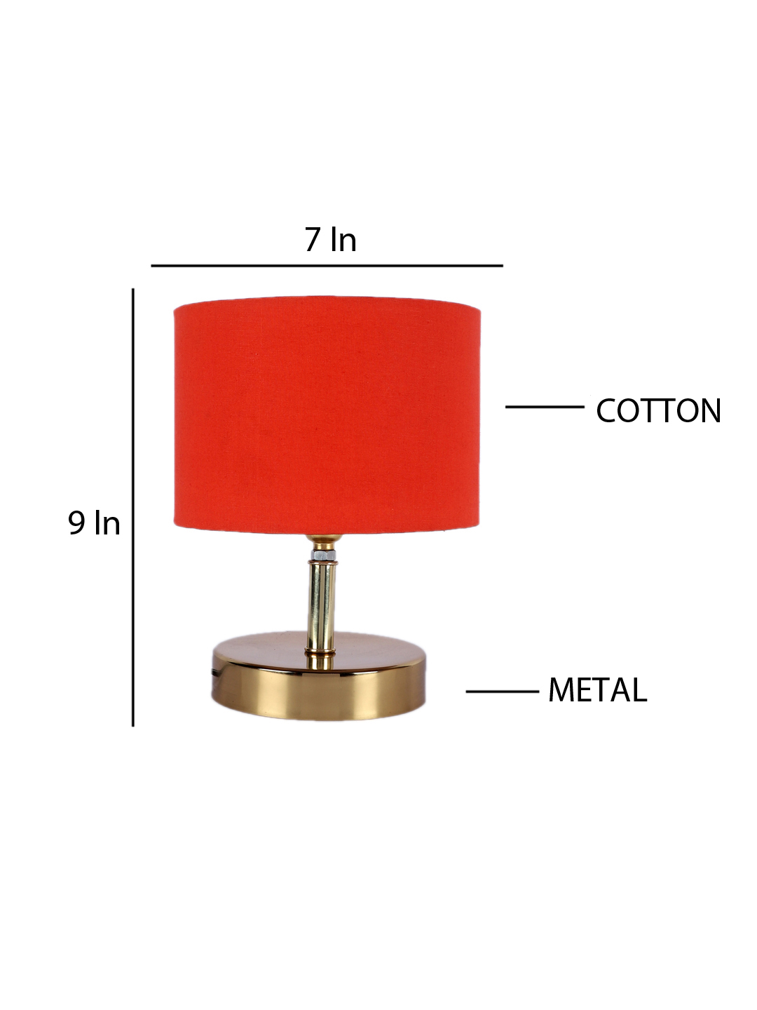 Ambika Home Orange cotton Table Lamp with Gold Metal Base | Designer Bedside Lamp for Living Room, Bedroom, Hotel, Café & Restaurant - Image 4