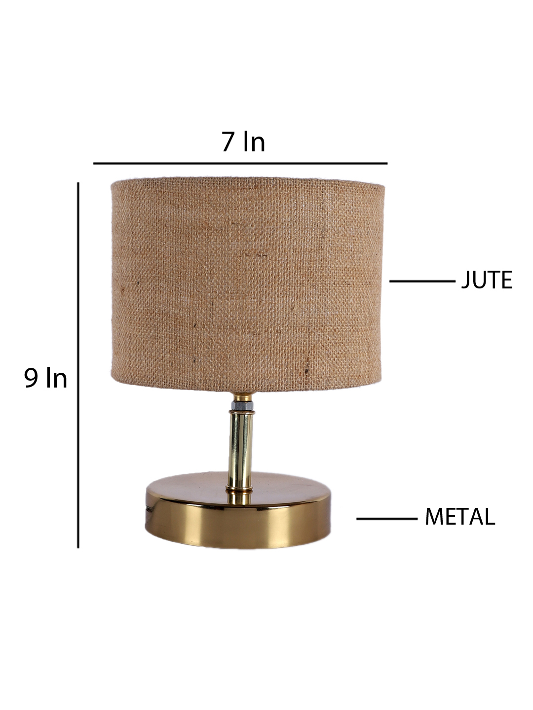 Ambika Home Beige Jute Table Lamp with Gold Metal Base | Designer Bedside Lamp for Living Room, Bedroom, Hotel, Café & Restaurant - Image 4