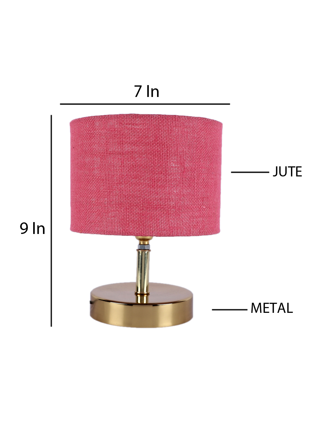 Ambika Home Pink Jute Table Lamp with Gold Metal Base | Designer Bedside Lamp for Living Room, Bedroom, Hotel, Café & Restaurant - Image 4