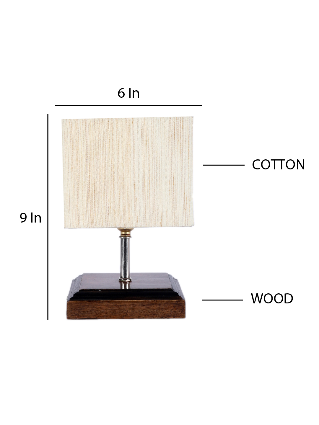 Ambika Home Off-white cotton Table Lamp with Brown Wood Base | Designer Bedside Lamp for Living Room, Bedroom, Hotel, Café & Restaurant - Image 4