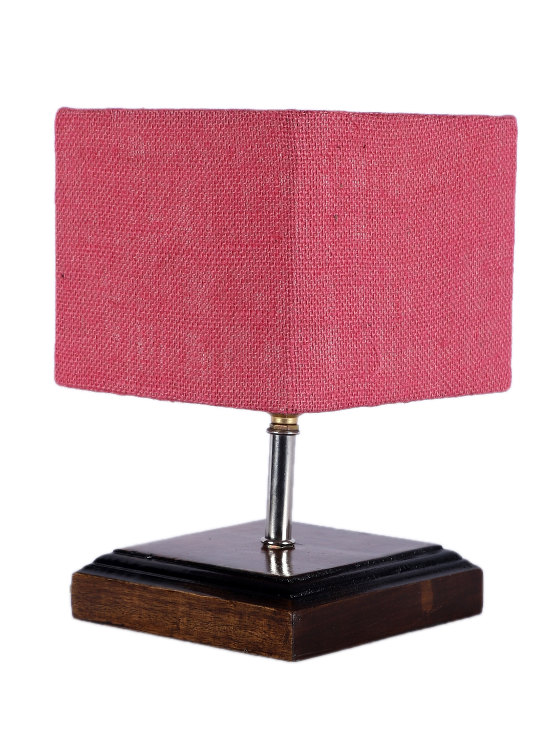 Ambika Home Pink Jute Table Lamp with Brown Wood Base | Designer Bedside Lamp for Living Room, Bedroom, Hotel, Café & Restaurant - Image 4