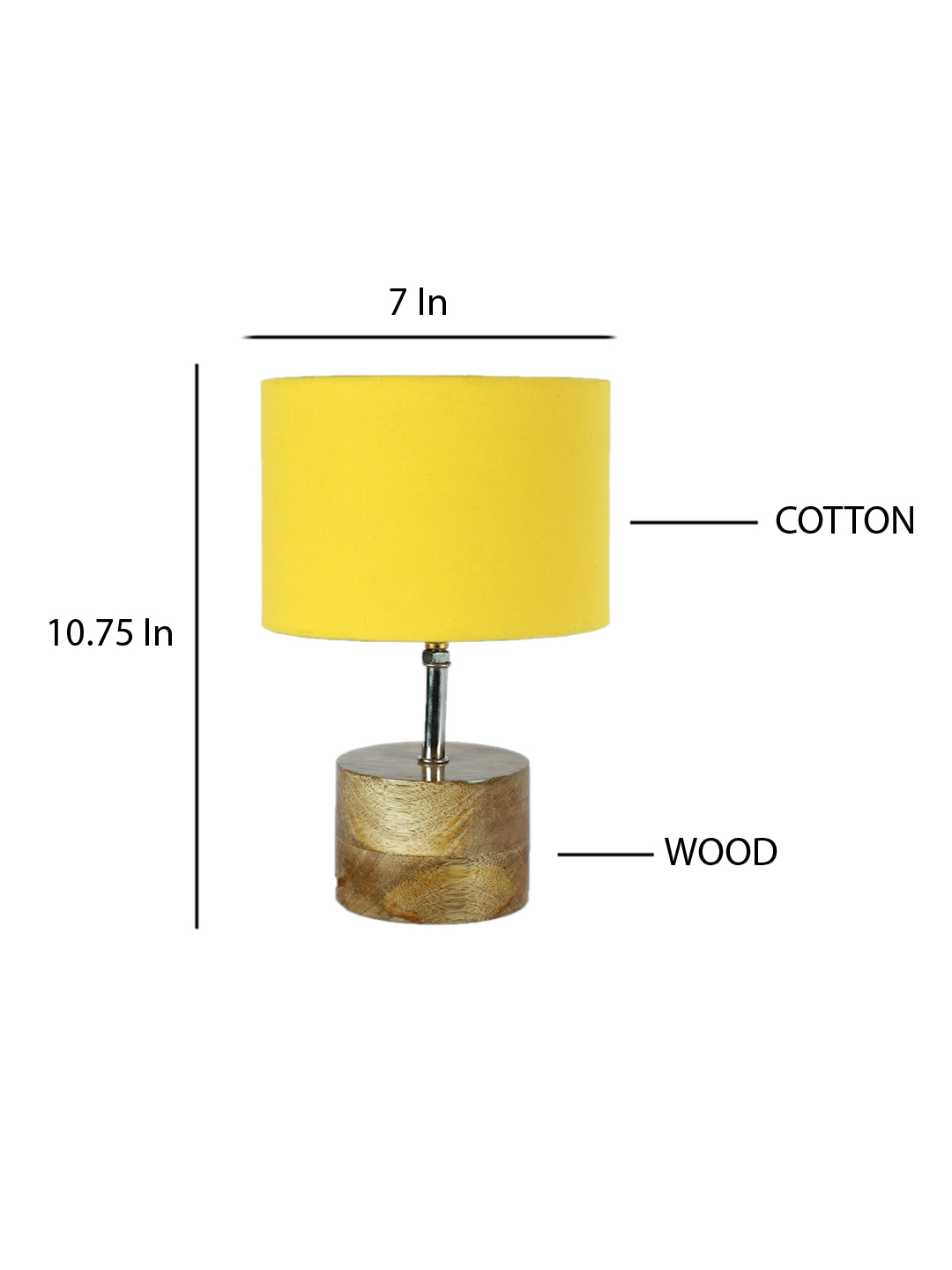 Ambika Home Yellow cotton Table Lamp with Natural Wood Base | Designer Bedside Lamp for Living Room, Bedroom, Hotel, Café & Restaurant - Image 4