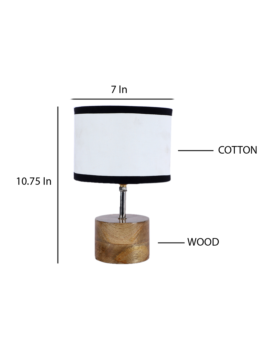 Ambika Home White cotton Table Lamp with Natural Wood Base | Designer Bedside Lamp for Living Room, Bedroom, Hotel, Café & Restaurant - Image 4