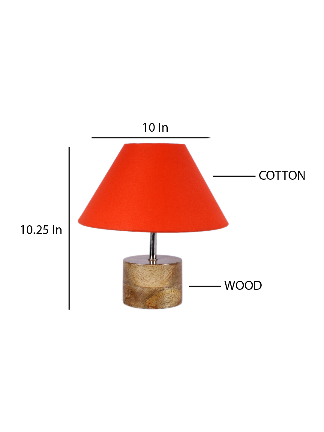 Ambika Home Orange cotton Table Lamp with Natural Wood Base | Designer Bedside Lamp for Living Room, Bedroom, Hotel, Café & Restaurant - Image 4