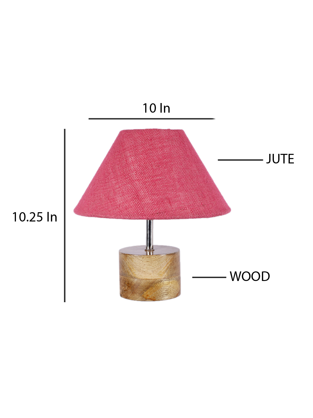 Ambika Home Pink Jute Table Lamp with Natural Wood Base | Designer Bedside Lamp for Living Room, Bedroom, Hotel, Café & Restaurant - Image 4