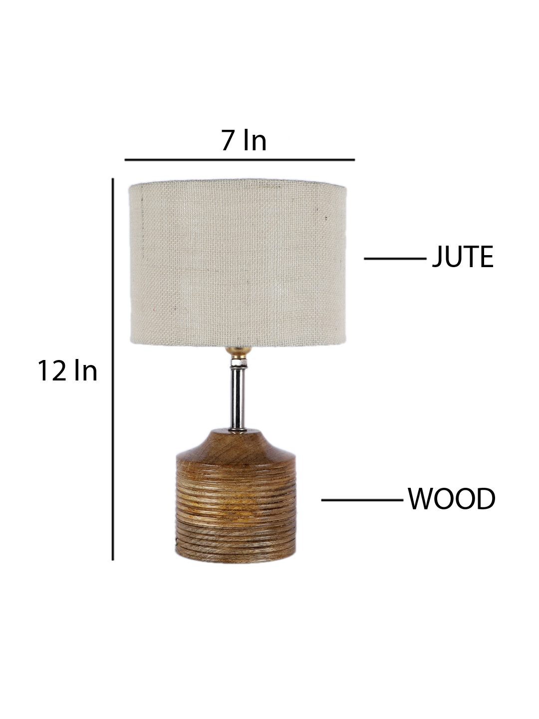 Ambika Home White Jute Table Lamp with Natural Wood Base | Designer Bedside Lamp for Living Room, Bedroom, Hotel, Café & Restaurant - Image 4
