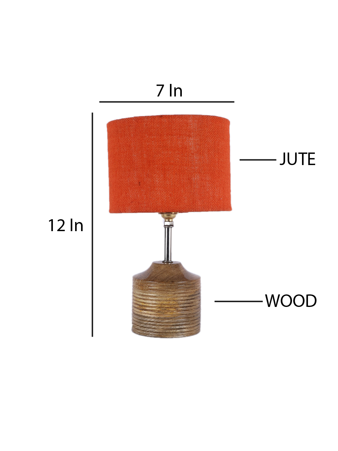 Ambika Home Orange Jute Table Lamp with Natural Wood Base | Designer Bedside Lamp for Living Room, Bedroom, Hotel, Café & Restaurant - Image 4