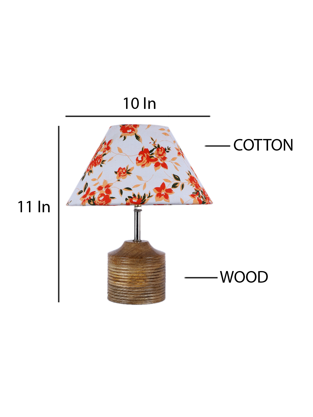 Ambika Home Multicolor cotton Table Lamp with Natural Wood Base | Designer Bedside Lamp for Living Room, Bedroom, Hotel, Café & Restaurant - Image 4