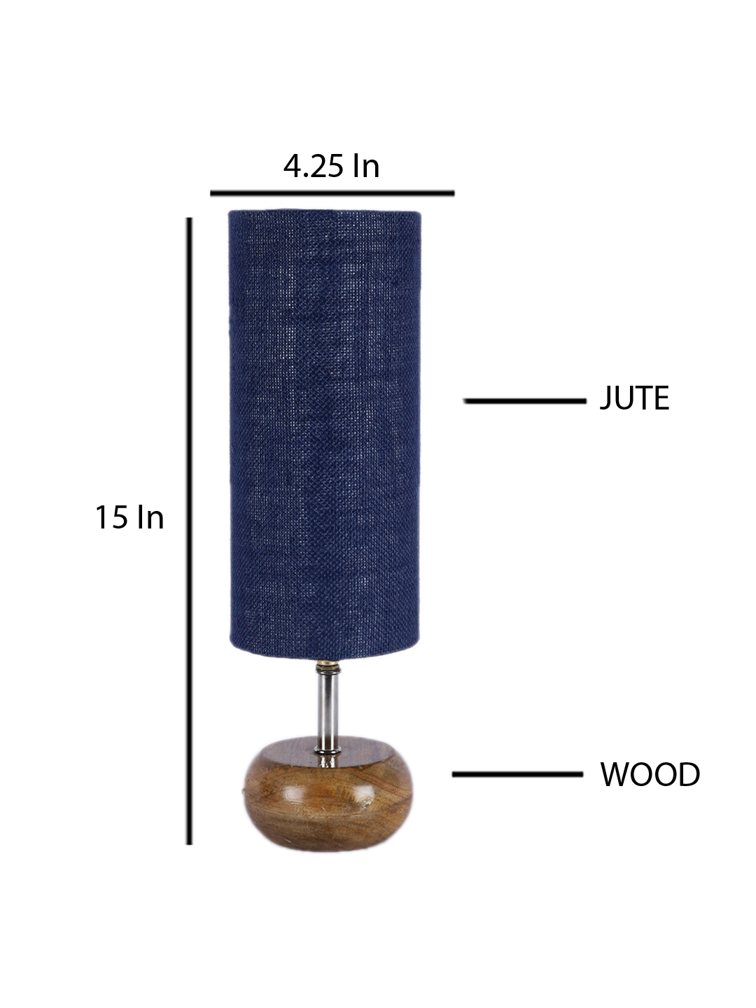 Ambika Home Blue Jute Table Lamp with Natural Wood Base | Designer Bedside Lamp for Living Room, Bedroom, Hotel, Café & Restaurant - Image 4